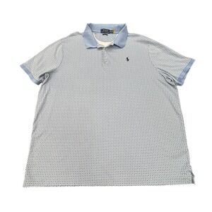 Ralph Lauren Classic Fit Polo Shirt Mens XXL 2X Blue Geometric Short Sleeve Golf
